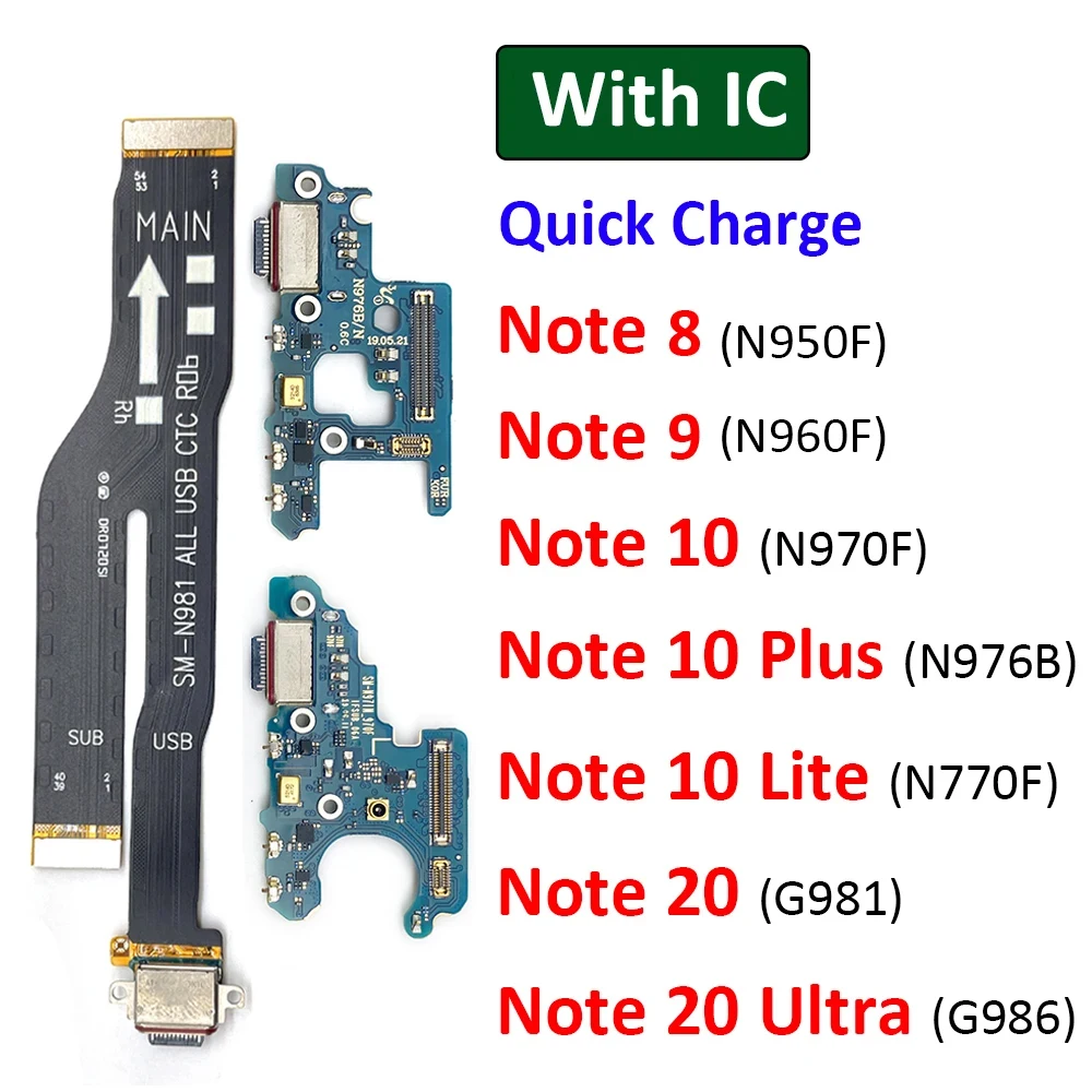 Placa de cargador flexible para Samsung Note 20 Ultra 8 9 10 Plus Lite N970F, conector de puerto USB, Cable de carga Flex