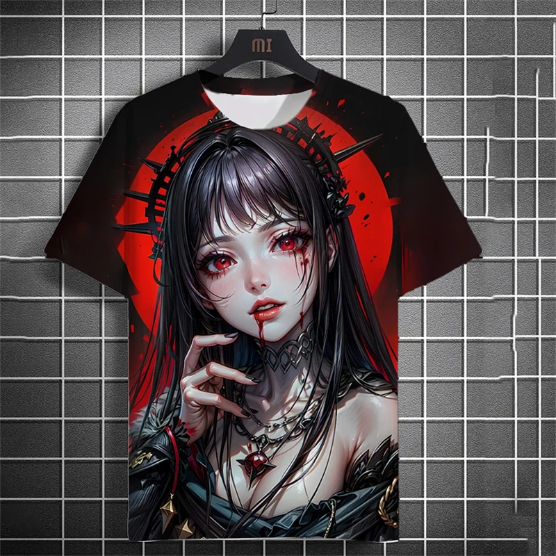 Trendy Anime Mädchen Grafik T Shirts Für Männer Sommer Mode Kurzarm 3D Gedruckt O Neck T-shirt Lose Streetwear Harajuku Tees
