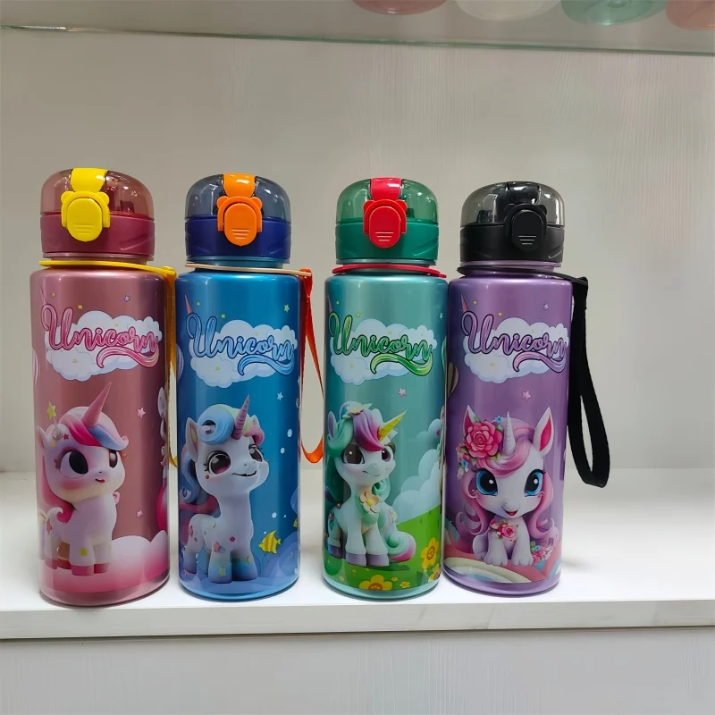 700ml Cute & Durable Space Cup BPA-Free Cute Unicorn Water Bottle Portable Water Bottle Flip cup with handle