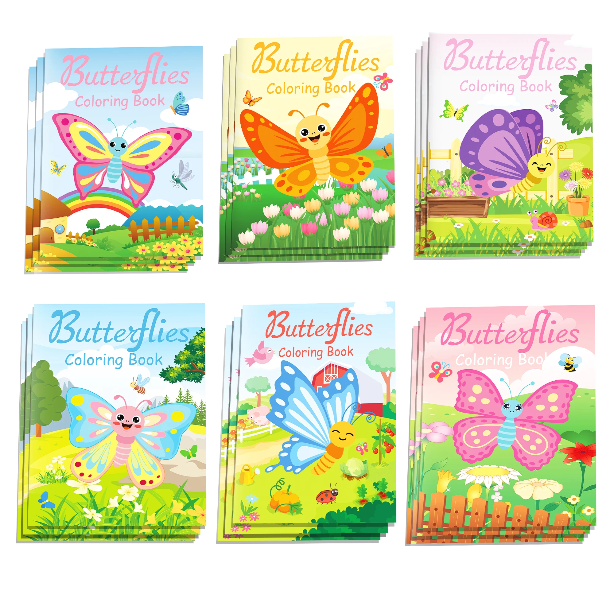 6/12/24Pcs Spring Butterfly Mini Coloring Books Sketch Book Floral Garden Theme Party Giveaways DIY Drawing Reward Supplies