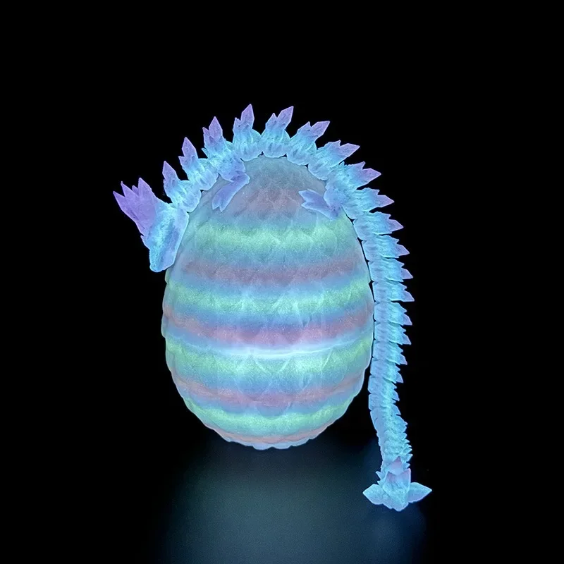 Luminous Chinese Dragon Figurine 3D Articulated Animal Sculpture Crystal Dragon Egg Statue Adult Kids Gifts Home Decoration