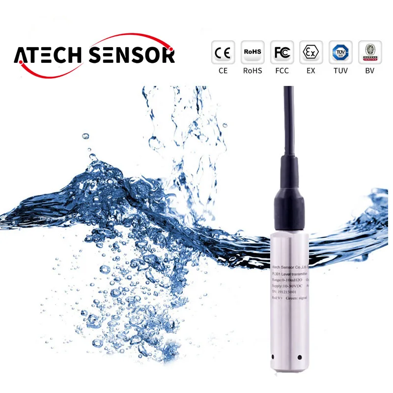 Atech  Submersible 4-20ma Rs485 Water Level Sensor For Water Tank