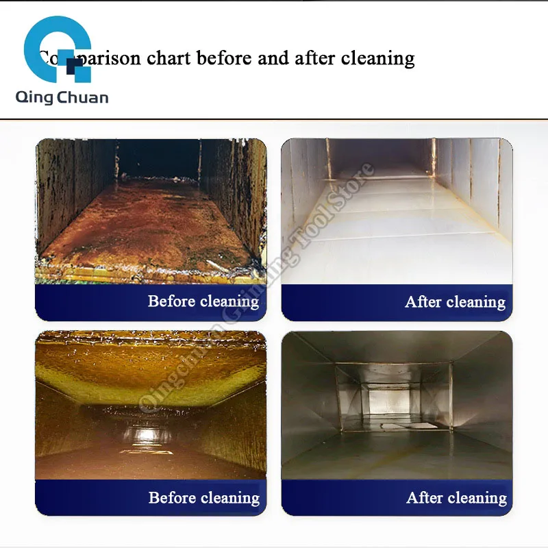 Машина для очистки масляных воздуховодов Коммерческий отель Промышленное тяжелое загрязнение масла Износостойкое чистящее оборудование от морщин