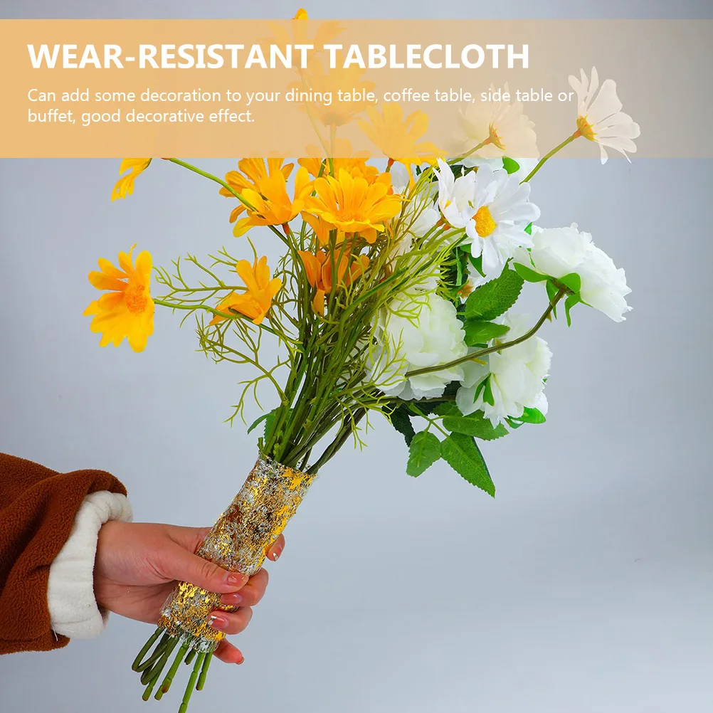 

Golden Runner Decorative Elegant Dining Tablecloth Wear-Resistant Polyester Material Household Party Wedding Decoration Table