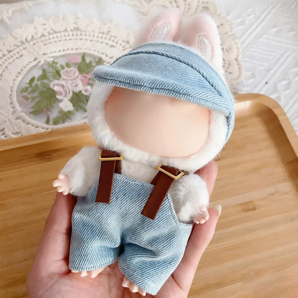 服ラバブ用オーバーオールセット帽子アクセサリー V1 V2 V3 ミニ 17 センチメートル服デザイナー高級アクセサリー DIY おもちゃ衣装