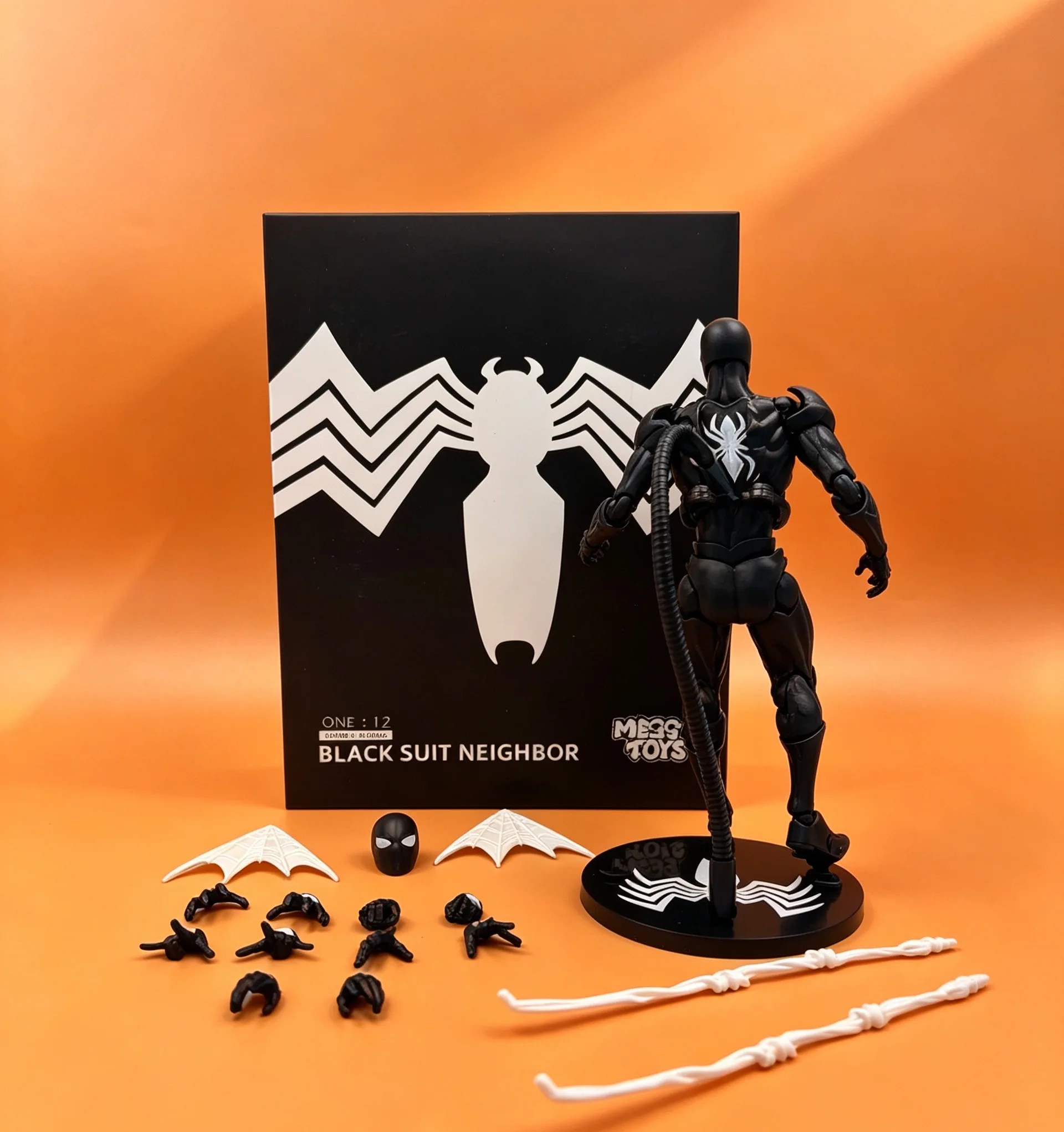 Bandai Black Neighbor Symbiote Spider-Man Action Figure; Venom Black Suit Articulated Figure; Desktop Collectible Model Boys Gif - view 4