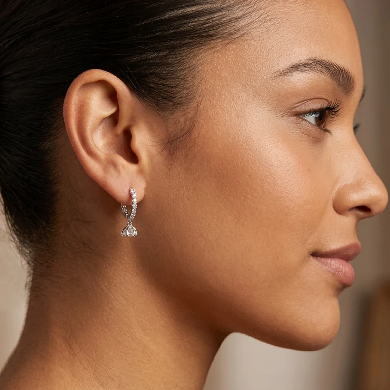 925 Sterling Silver Triangle Zircon Dangle Huggie Hoop Earrings Full Paved Crystal Drop Earrings Blessing Jewelry Gift For Women
