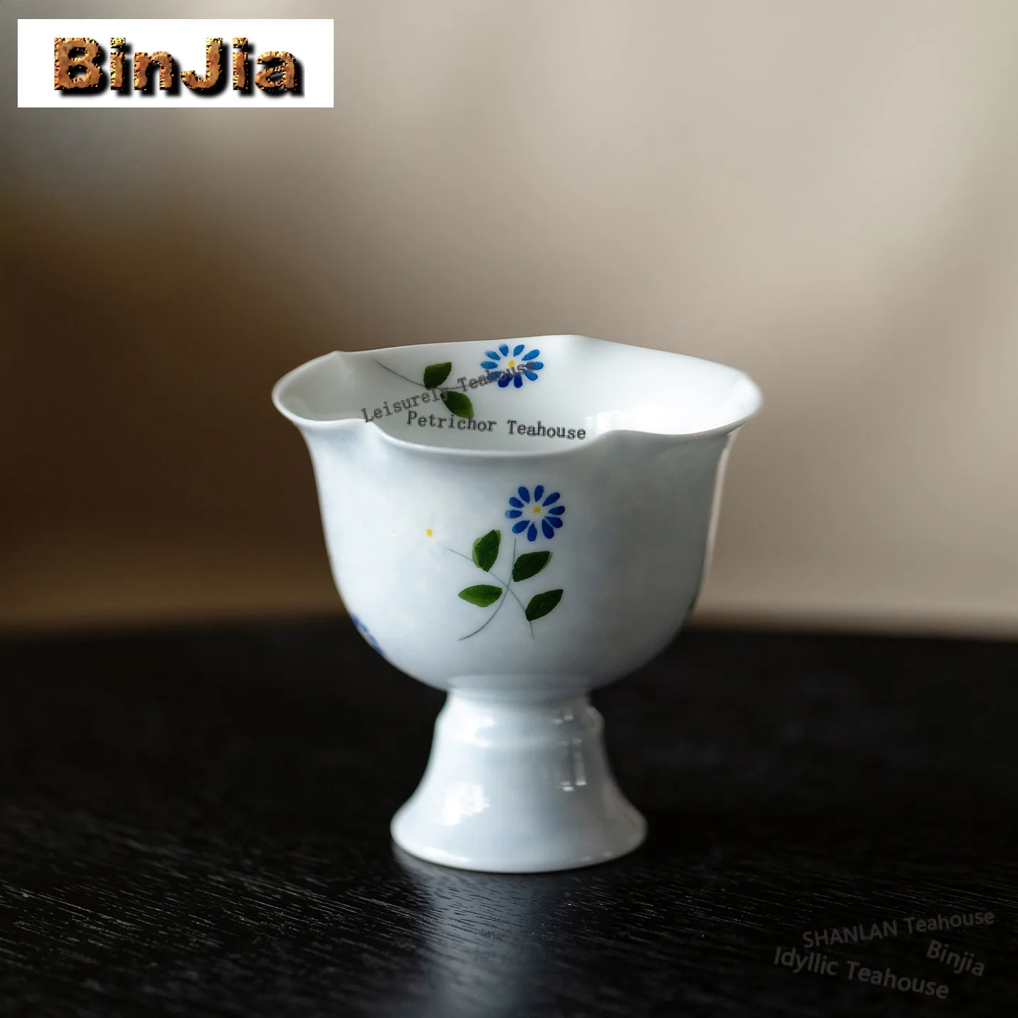 40ml Hand-painted Daisy Flower Mouth High Foot Teacup Retro Tea Bowl Cute Cup Tea-tasting Personal Cup Chazhan Master Cups Cafes