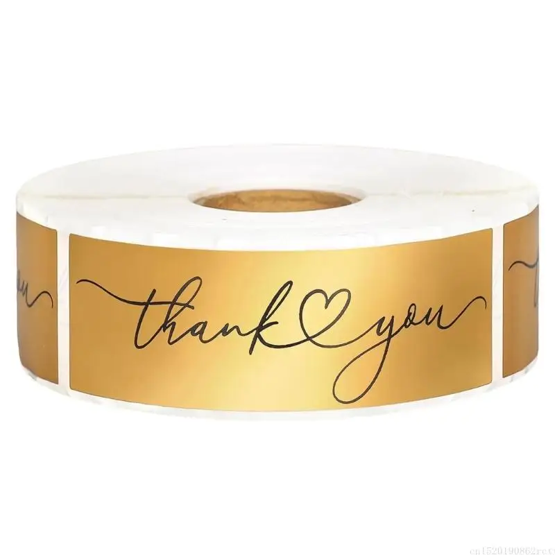 D5BB Thank You Sticker Label Roll Coated Paper Adhesive Seals for Wrapping Gifts, Closing Packages and Envelope Presentation
