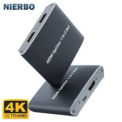 NIERBO 4K HDMI Splitter 1 in 2 Out HDMI Splitter for Dual Monitors Duplicate Mirror 1x2 Splitter 1 to 2 Amplifier for Full HD