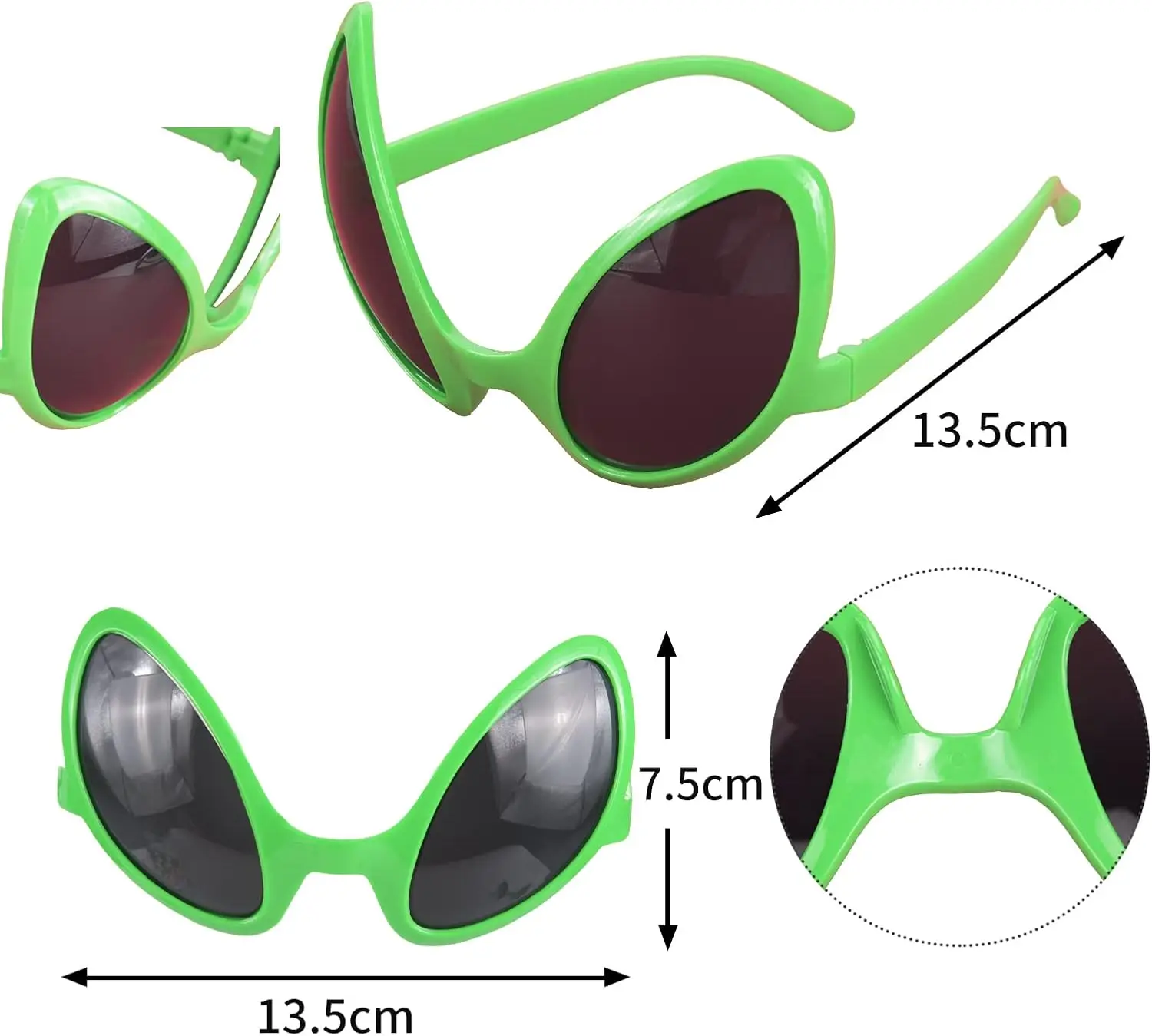  4 Pieces Alien Costume Accessories 2 Pieces Alien Glasses with 2 Pieces Martian Antenna Headband Boppers for Alien Party