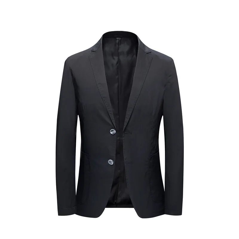 Men's High Quality Solid Color Round Hem Casual Suit Evening Thin Spring and Autumn Jacket