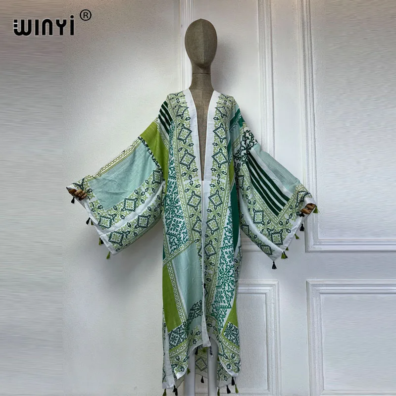 WINYI 2024 europa letnie sukienka boho plażowe eleganckie afrykański sweter damski przyjęcie świąteczne bez rozmiaru Kimono dla kobiet