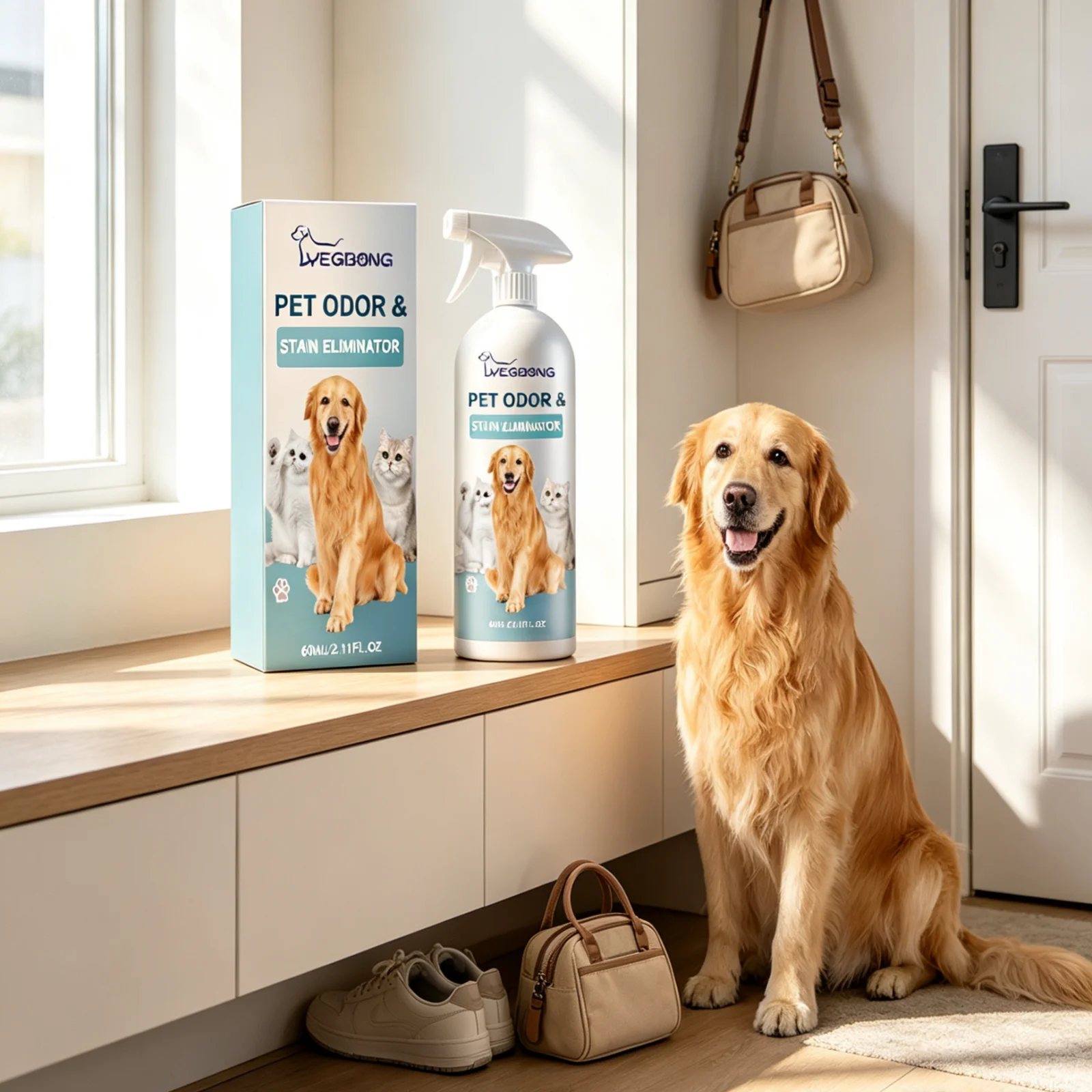 YEGBONG Pet Odor Eliminator Spray Remove Urine Odor Remove Stains Calming Fresh Scent Harmless Mild Formula Pet Deodorizer Spray