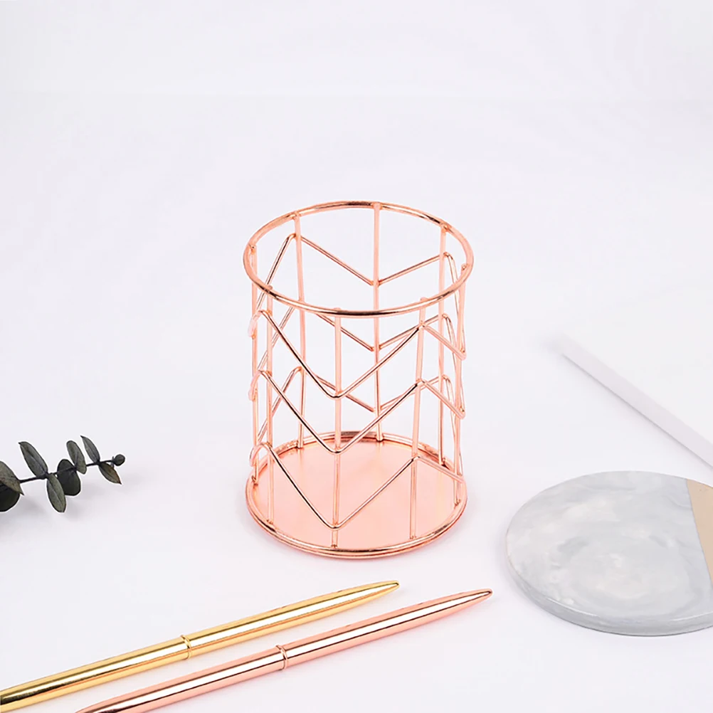 

Iron Pen Holder Organizer Desktop Tabletop Makeup Brush for Vanity Multifunction Wire Office