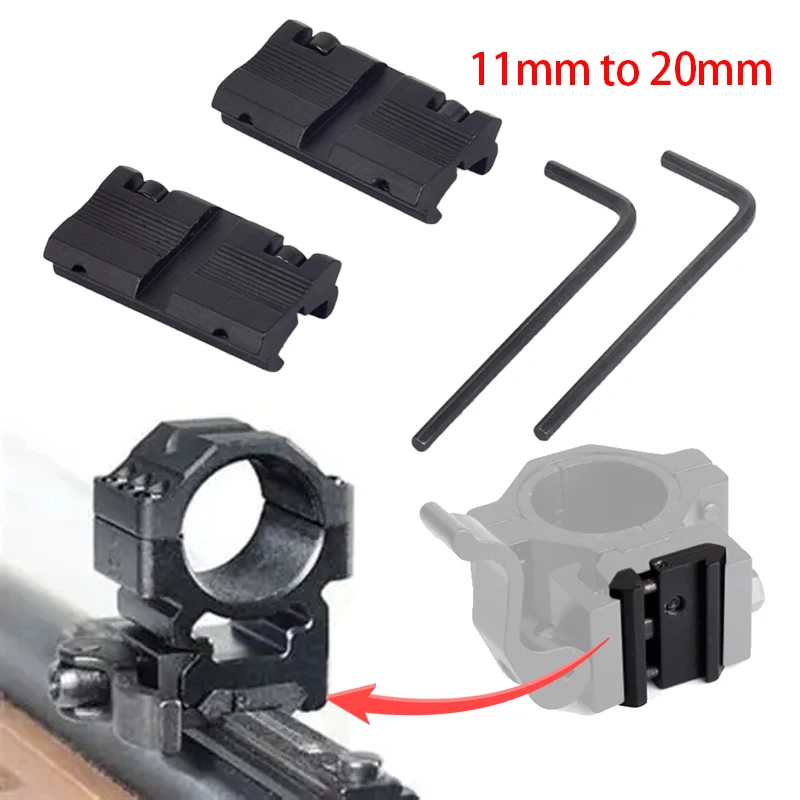 

Тактический адаптер для прицела, 2 шт., основание для крепления 11 мм, ласточкин хвост на 20 мм, конвертер для крепления на рейку Пикатинни, 9,5 мм-10 мм, ласточкин хвост