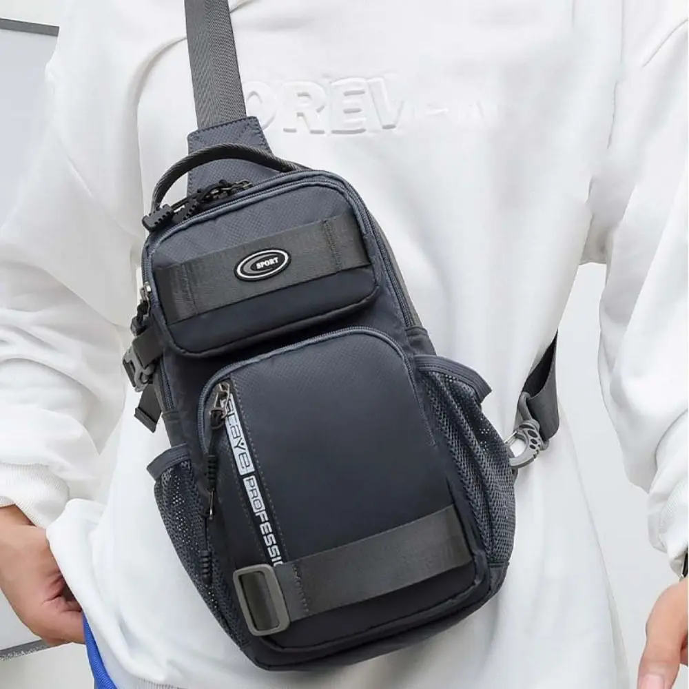 Simple Shoulder Bag Men Chest Bag OX Cloth Solid Color Message Bag Multifunction All-match Crossbody Bag Men