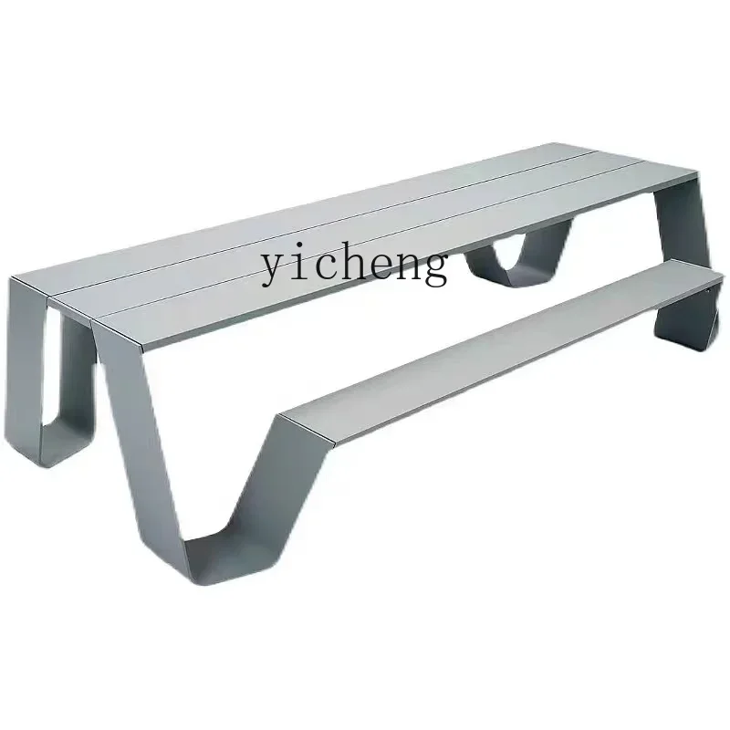 Outdoor Desk-Chair Courtyard Terrace Aluminum Alloy Long Table Outdoor Garden Leisure Dining Table Park Bench