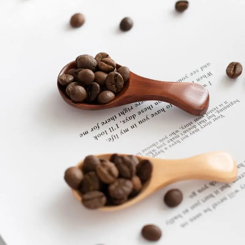 1pcs Mini Wooden Spoons Kitchen Spice Condiment Spoon Coffee Sugar Teaspoons Kids Short Handle Wood Scoops Home Tableware