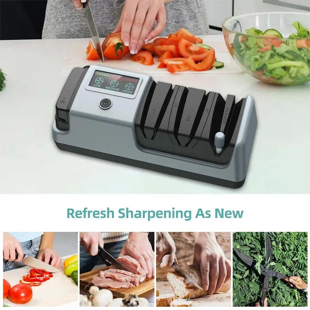 Multifunctional 5-in-1 Electric Knife Sharpener-3 Rotational Speed Adjustable Electric Knife Sharpeners for Kitchen Knives