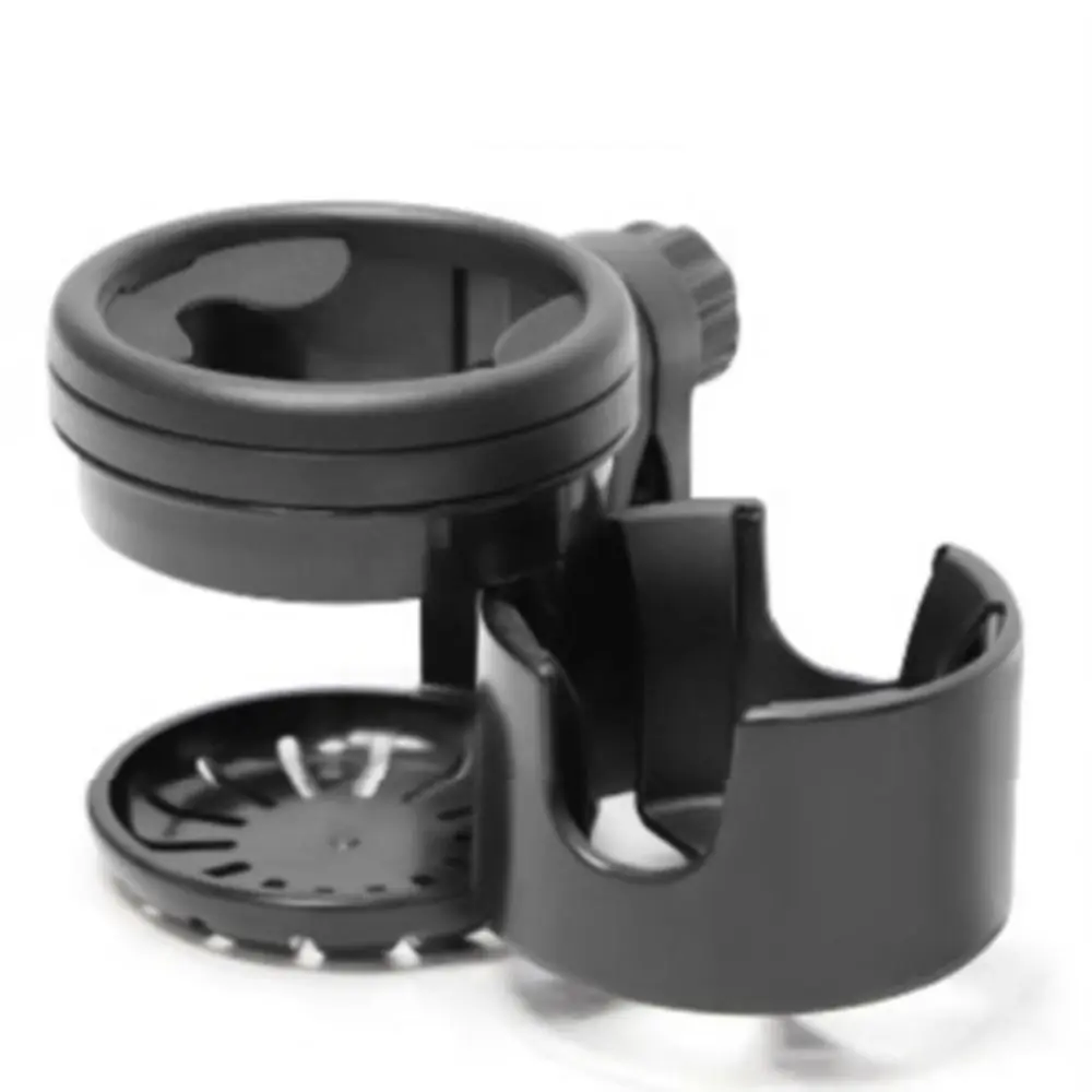 Hands-free Rotating 2 in 1 Stroller Cup Holder Universal Non-slip Mount Stroller Bottle Rack Black Trolley Drinks Holder Bicycle