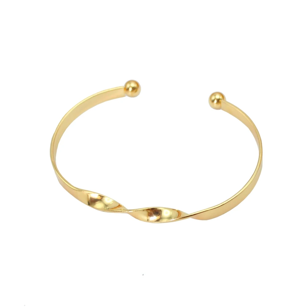 Simple Personality Smooth Spiral Mobius Open Cuff Adjustable Bangles Bracelets For Women Wedding Jewelry Gold Color Pulseiras