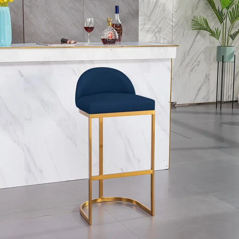 Silla de Bar nórdica minimalista, taburete con respaldo para el hogar, muebles de sala de estar, alto, dorado/plateado