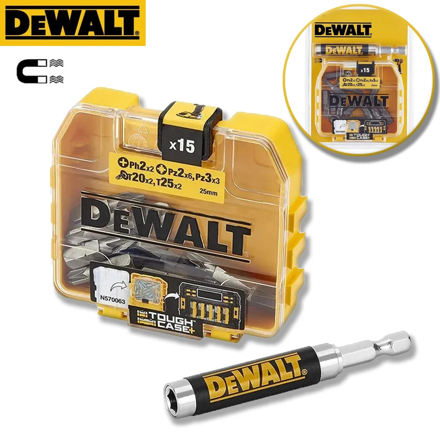 Dewalt 16 Peças de Brocas de Chave de Fenda e Inserções de Suporte Magnético Telescópico – Ph2 x Pz2 Pz3 x x T20 x T25 x Dt71511