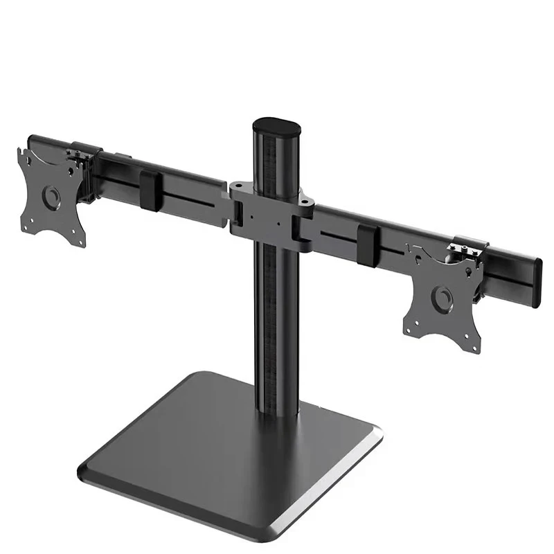 Lysin Desktop Dual Stand with Left/Right Placement Adjustable & Sturdy Metal Black/Silver for 17-27