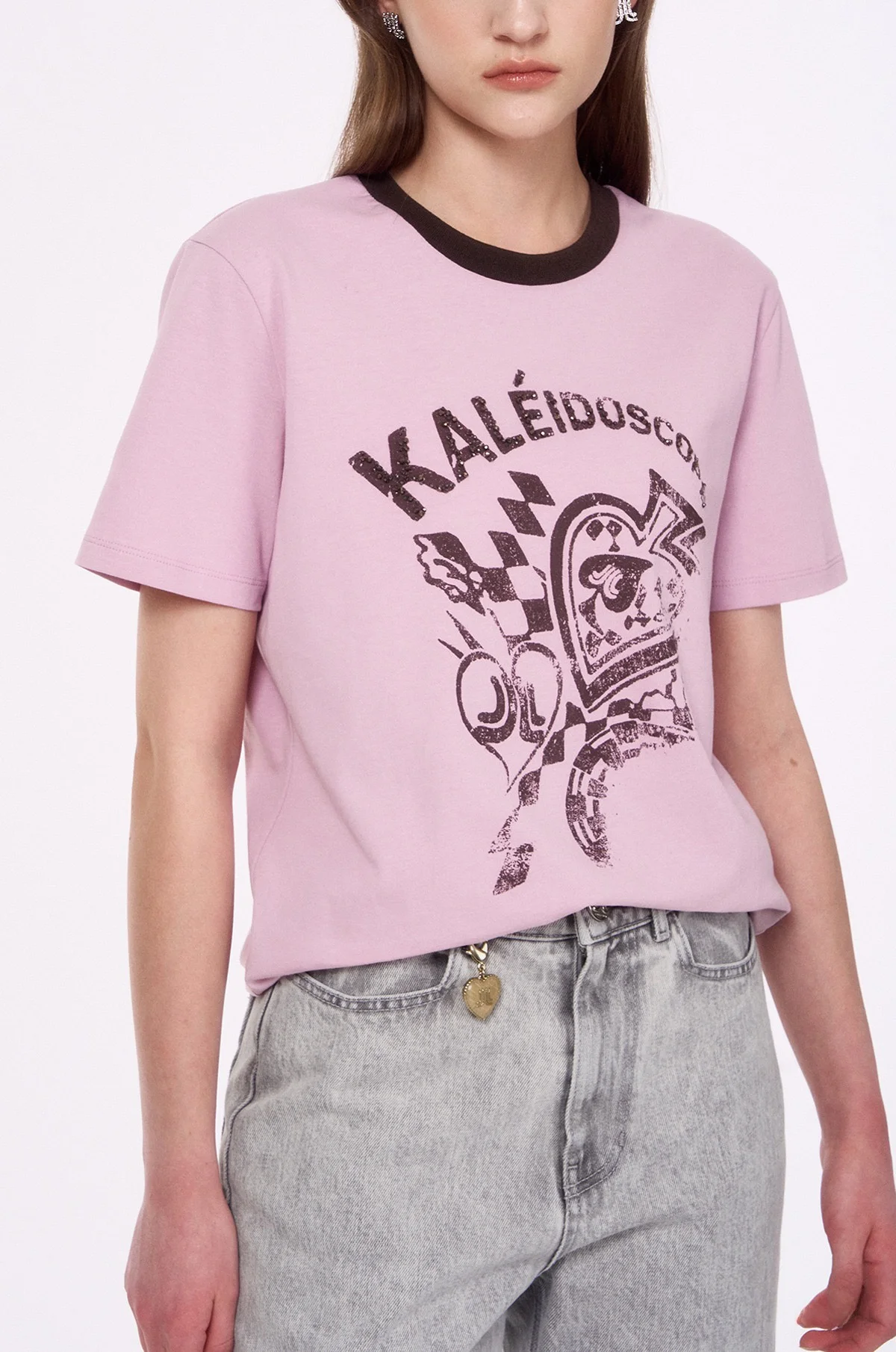 

Футболка из чистого хлопка сшитая вручную, круглая, Ne Letter Color Blo Design, универсальная, весна 2021, корейская женская футболка irt