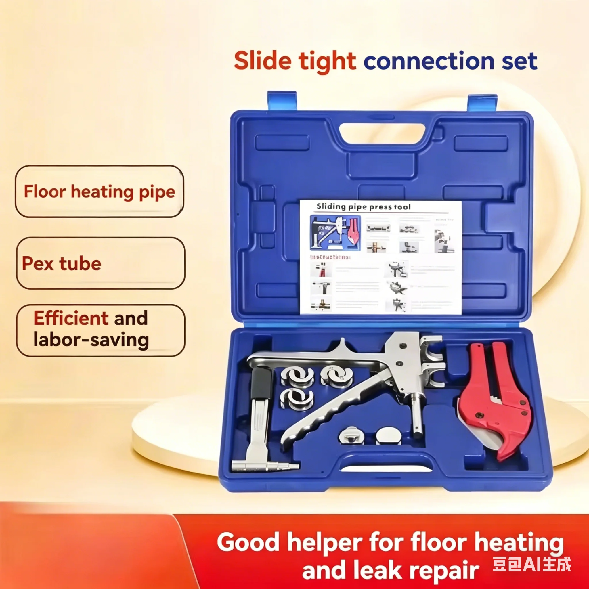 PEX Pipe Tool Kit FT-1225 for Cutting, Expansion & Crimping, Manual Tool for Underfloor Heating System Repair & Installation