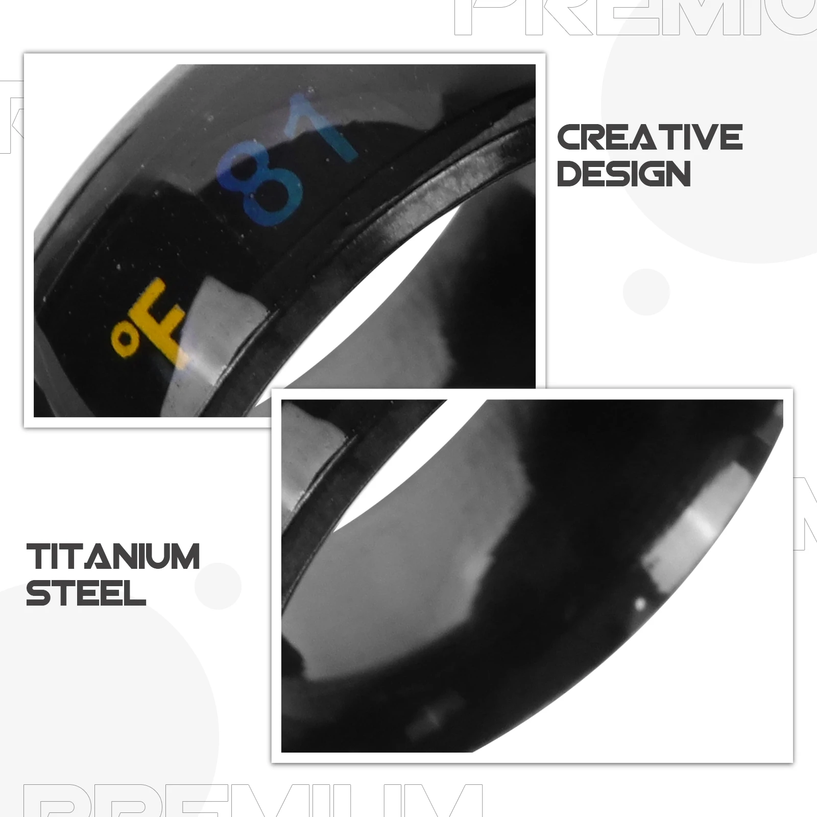 

Steel Temperature Ring Comfortable Fashion Design Unique Digital Display Durable Stainless Steel Finger for Women