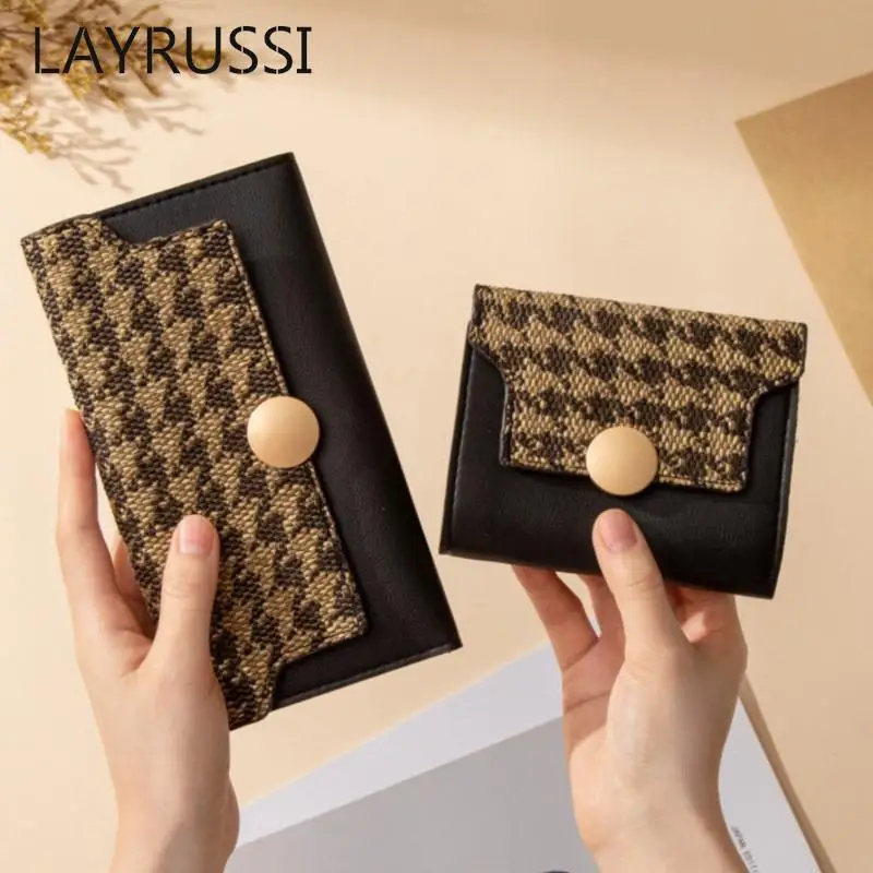 

LAYRUSSI ID Credit Card Wallets For Women Fashion Designer PU Leather Wallet Pocket Case Purse Retro Wallets Men Female