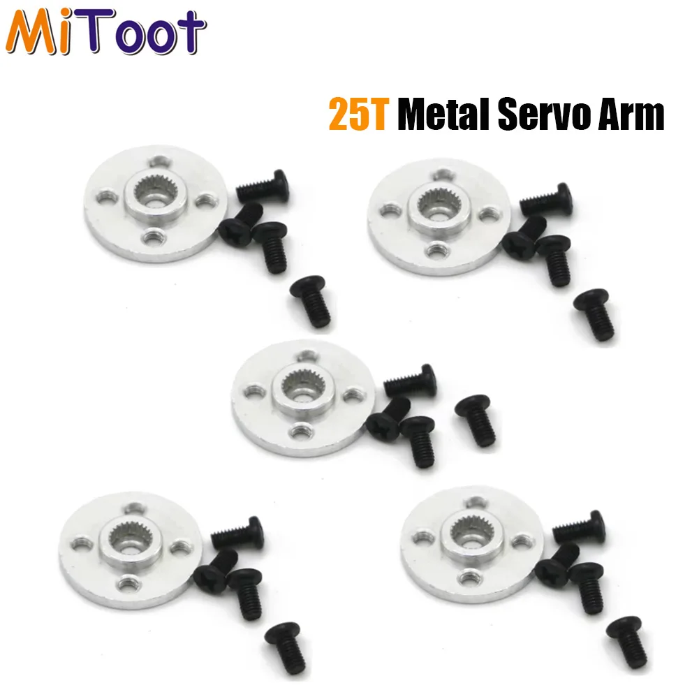 5/10 Stück 25T Metall-Servoarm Runde Scheibenform Metallhörner für MG995 MG996R RC-Servos Futaba ACE Roboter