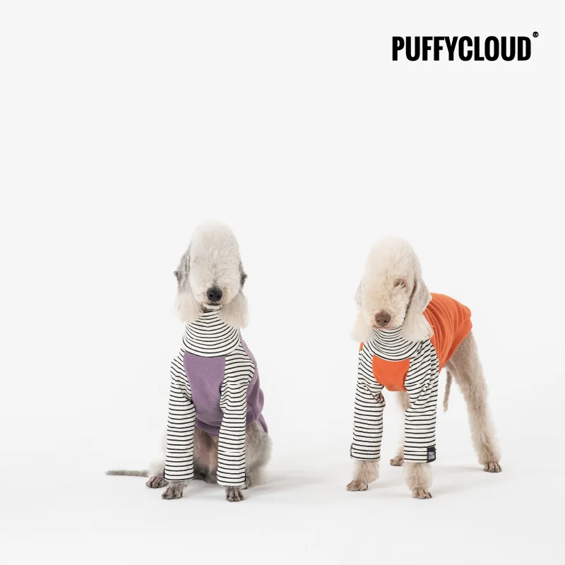 Orange Purple Vibrant Energy of Color-Block Fleece Coat for Bellington Dogs Fashion Leisure Stripes Top for Italian Greyhound
