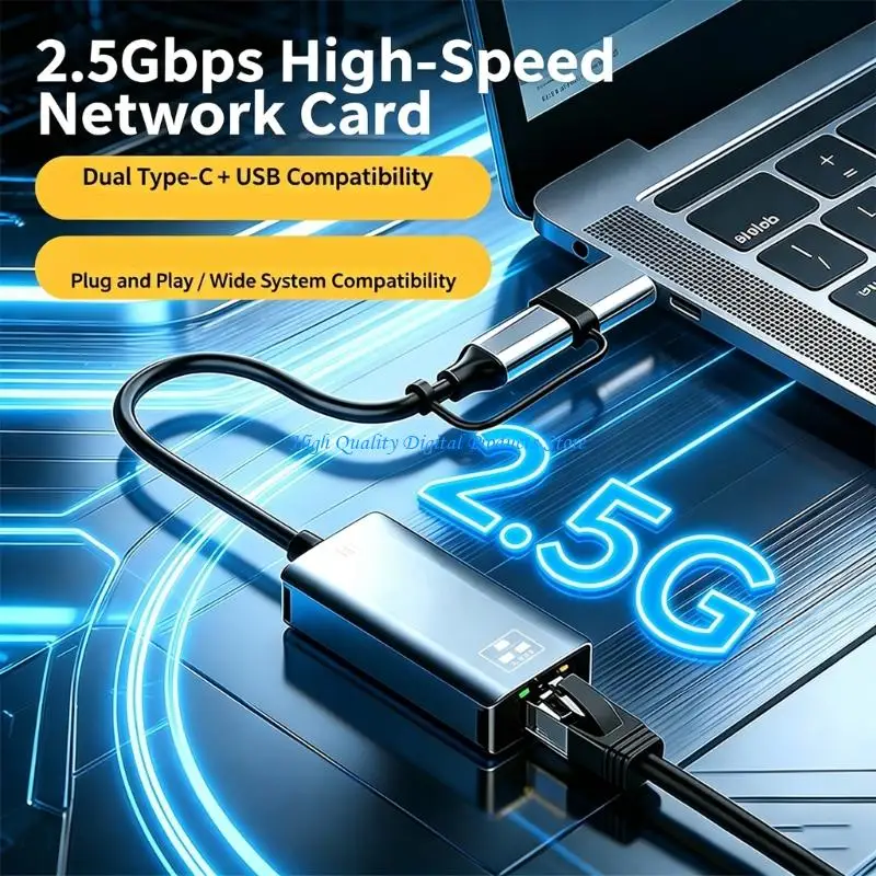 U2JE 2.5G Ethernet Adapter Type C/USB to RJ45 Ethernet LAN Networking Adapter Cable Converter For PC Laptop Accessories
