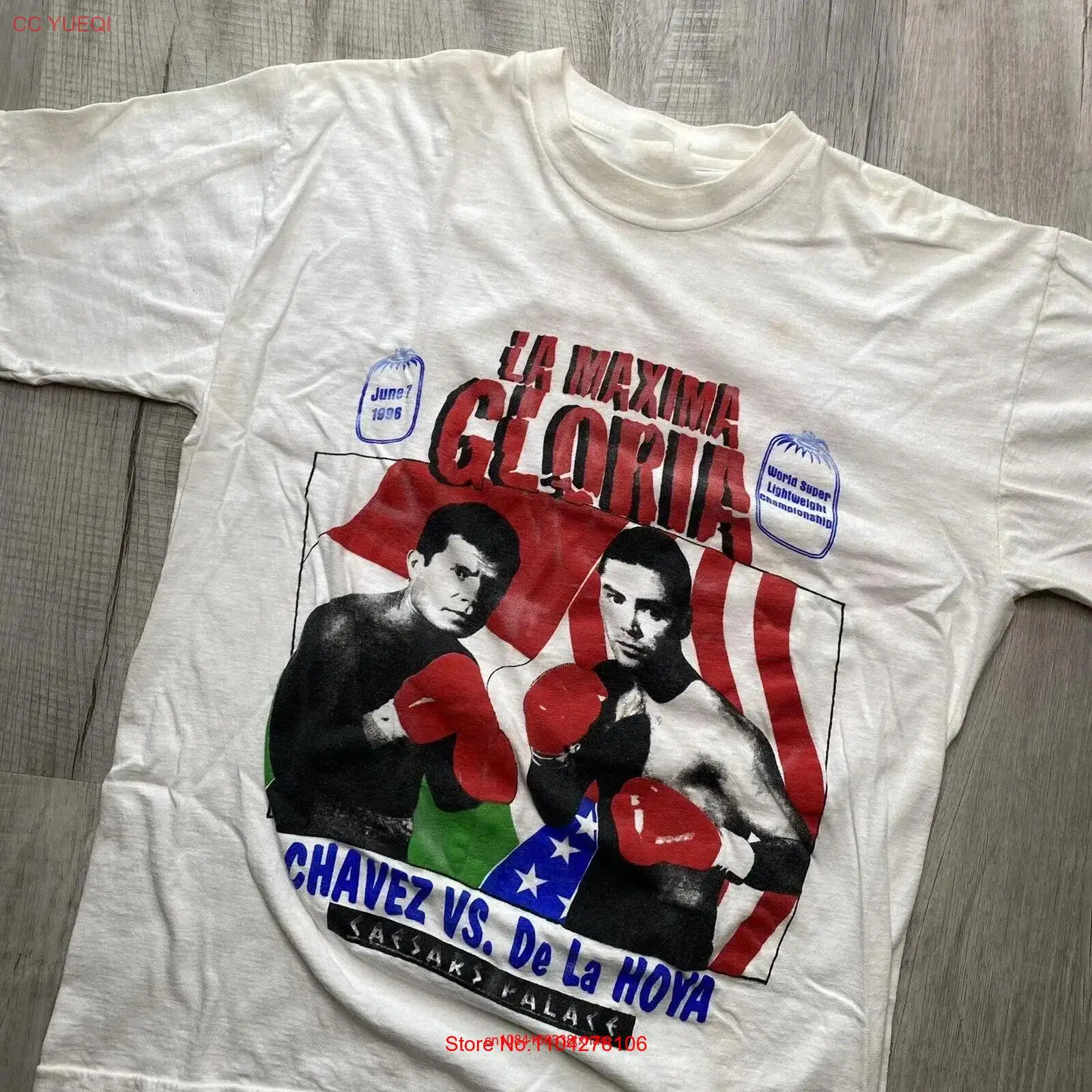 1996 Oscar De La Hoya vs Julio Cesar Chavez White S 2345XL T shirt S3428 long or short sleeves