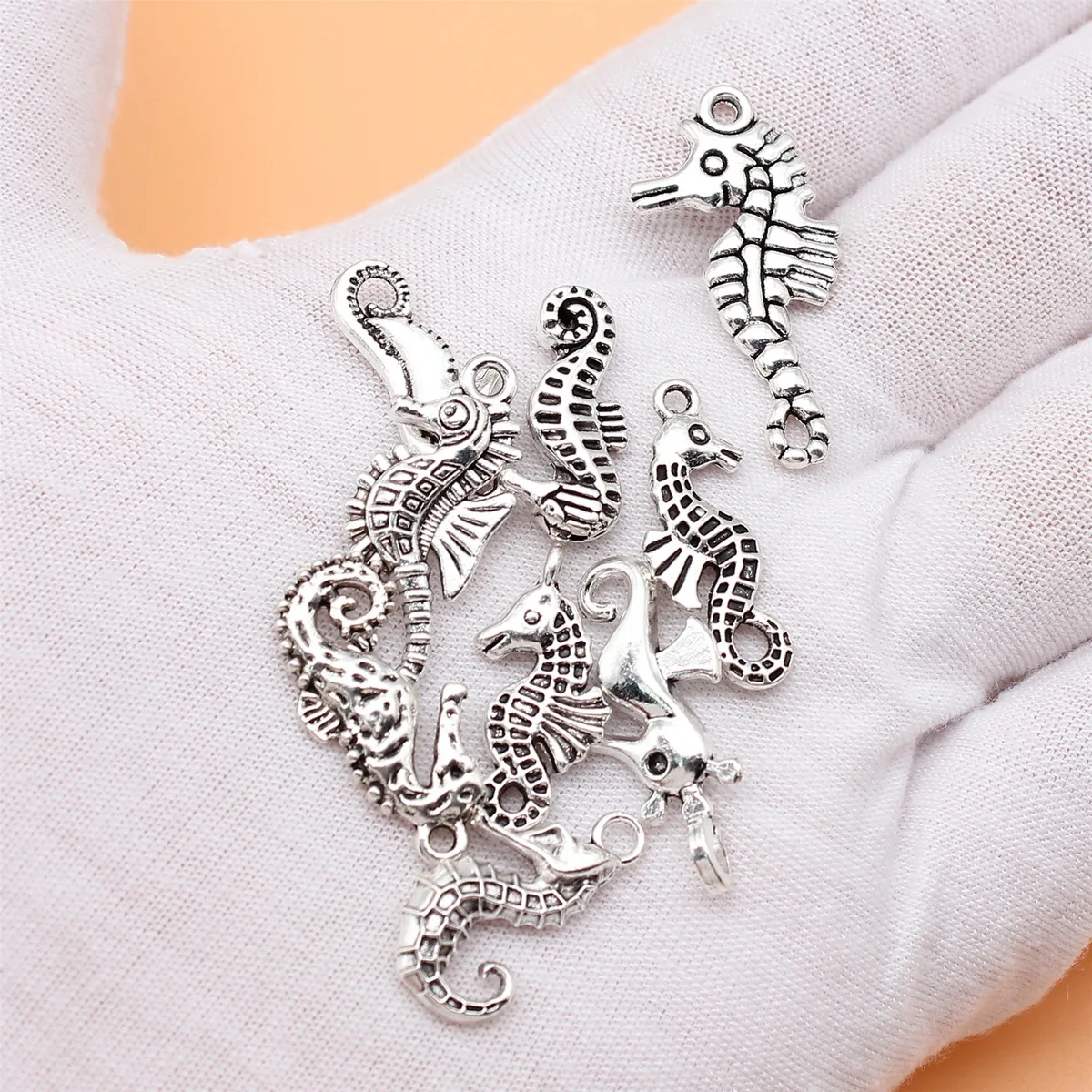 9pcs Antique Silver Color Seahorse Charms Collection For DIY Jewelry Making, 9 Styles, 1 of Each