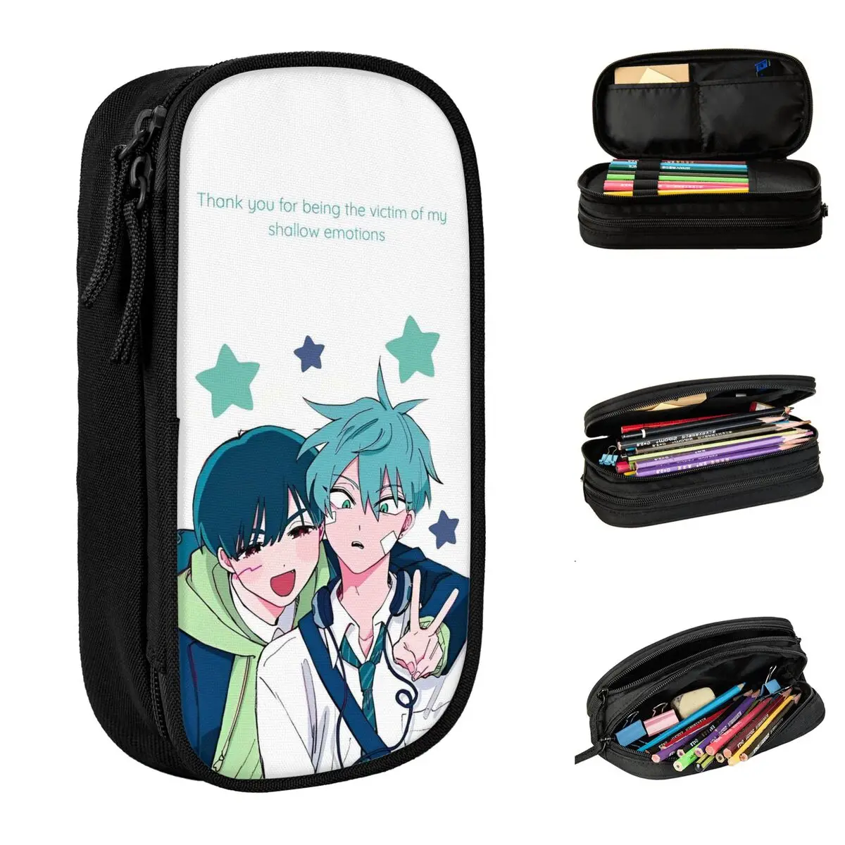 إيفان آند تيل الغريبة المرحلة مقلمة مقلمة المدرسة سستة صبي فتاة موضة كبيرة حقيبة أقلام رصاص القرطاسية المدرسية