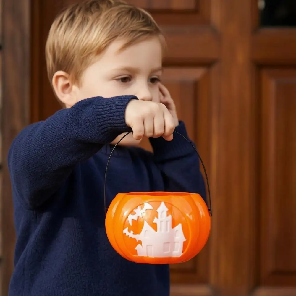 Halloween Pumpkin Bucket Light-up Candy Basket Halloween Light-up Pumpkin Bucket Black Cat Skull Candy Container Led Glowing