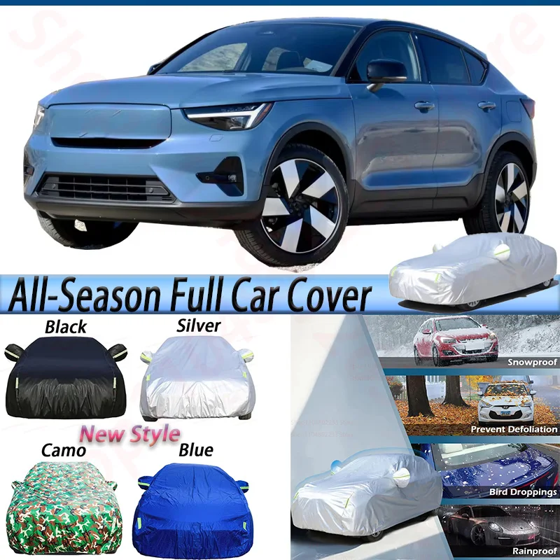 

Black Waterproof Car Cover For Volvo C40 EC40 2020-2025 Auto Sun Rain Snow Wind Protect Cover All Season Suitable