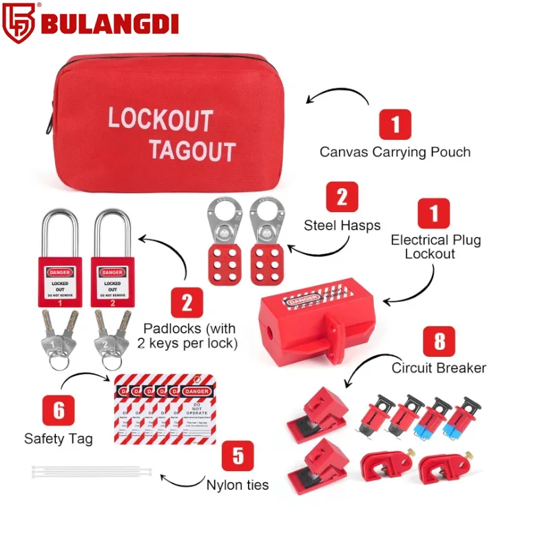 Imagem -03 - Segurança Bloqueio Cadeados Kit Fechaduras Grupo Fechadura Elétrica Tag Out Kits Ferrolhos