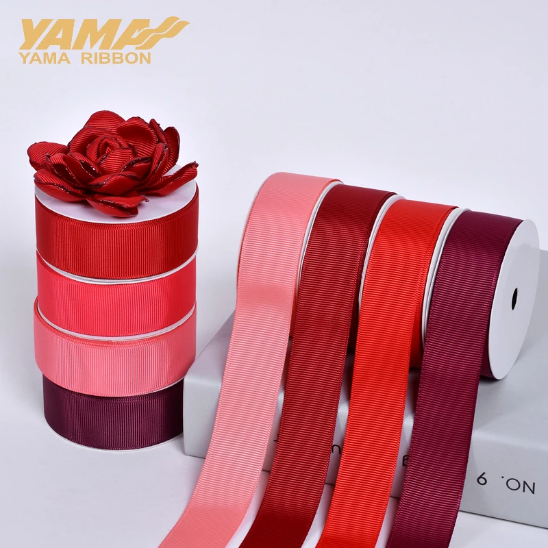 YAMA-Grosgrain Ribbon for Craft DIY, Dress Accessory, House and Wedding Decoration, Red and Pink Ribbon, 25mm, 28mm, 32mm, 38mm,