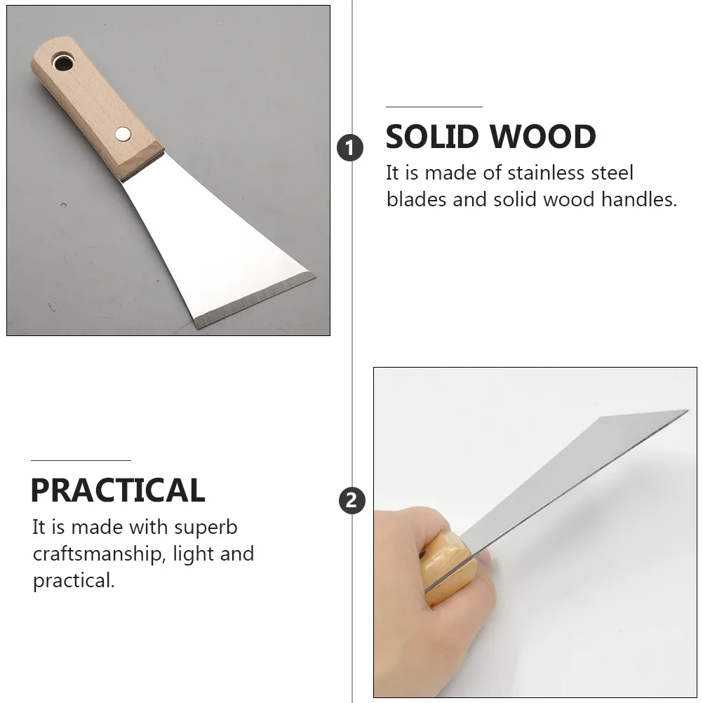 1 قطعة الفولاذ المقاوم للصدأ المعجون القاطع مقبض خشبي الثقيلة مصقول مكشطة للمنزل الديكور دريوال التشطيب أدوات #3