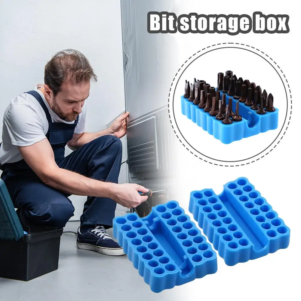 2/4/6/8/10 Piece 32 Holes Hex Shank Screwdriver Bits Holder Compact Size Portable Bits Rack Soft Silicone Storage Tray Organizer
