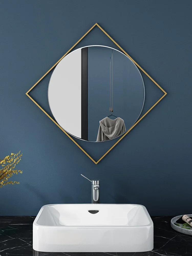 Nordic Simple Toilet Mirror, Bathroom  Wall Mounted Round Makeup  Toilet  Wall Mounted Entrance