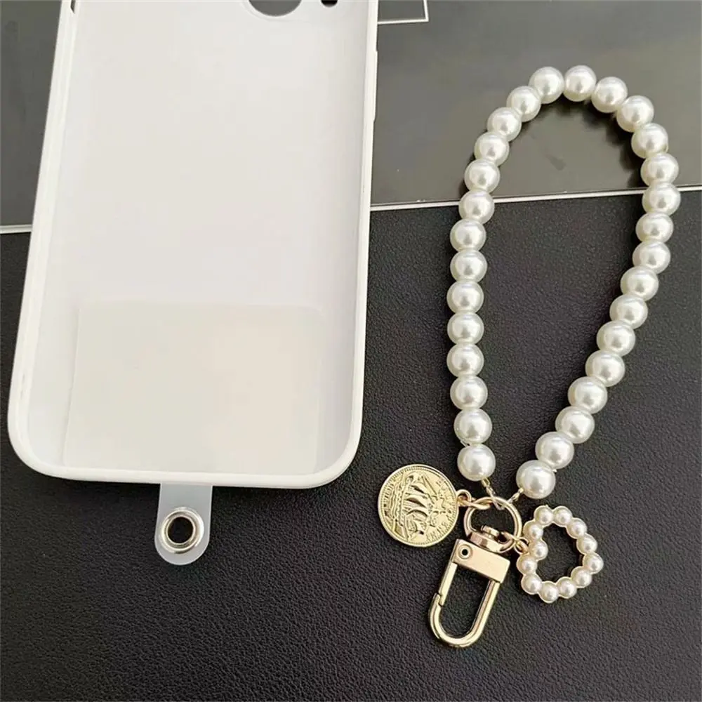 Jewelry Phone Pendant Hand Rope Anti-lost Mobile Phone Lanyard Pearl Lanyard Strap Pearl Wrist Strap Short Pearl Lanyard
