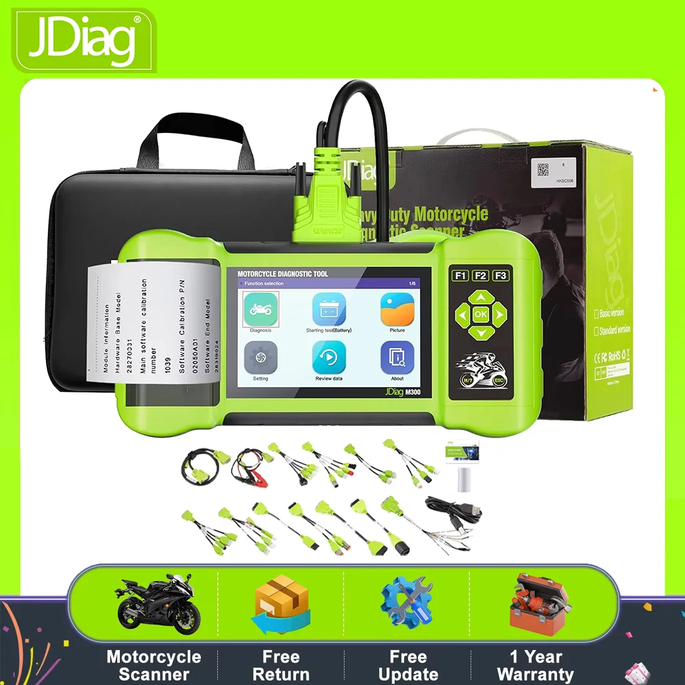 JDiag TopDiag M300 Professional Motorcycle Diagnostic OBD2 Scanner Battery Tester For All System Diagnostic Fault Code Reader