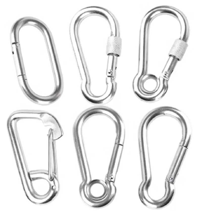 M4-M12 304 stainless steel Spring buckle loop shaped cap hasp, chain connection link with screw button snap hook
