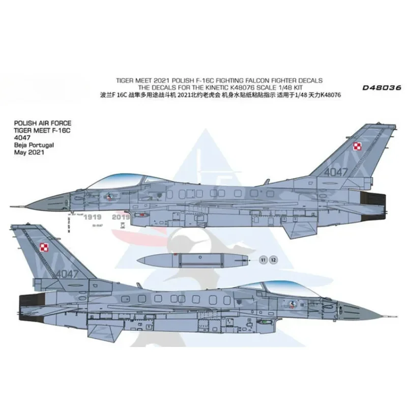 

D48036 1/48 Polish F-16C Fighting Falcon Fighter Tiger Meet 2021 Camouflage Die-Cut Flexible And Decals